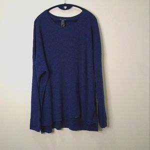 Eileen Fisher Woman Blue Ribbed Cashmere Sweater, size 3X